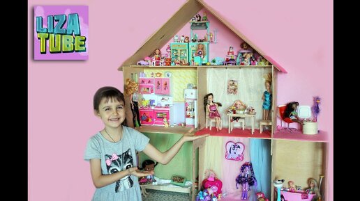 Кукольный Домик Барби с Мебелью Деревянный Большой Котята День Рождения Девочке 6 лет Подарок Торт
