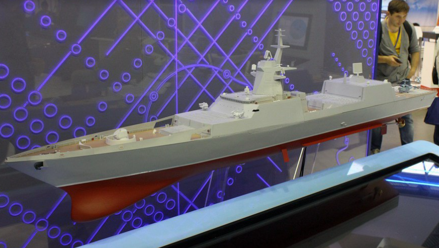 Вариант облика перспективного боевого надводного корабля для ВМФ России, созданного на базе фрегата проекта 22350. Моринформсистема-Агат