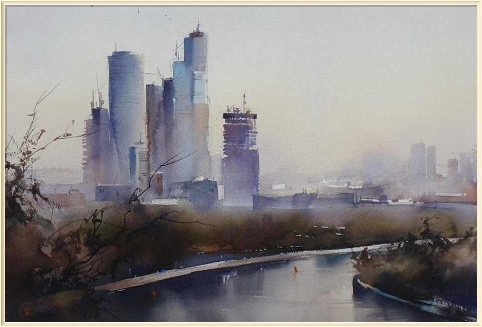 � ���� ������ / Ilya Ibryaev  "Moscow - City" watercolor - 53�35 cm / ������-���� ��������, 53�35 cm