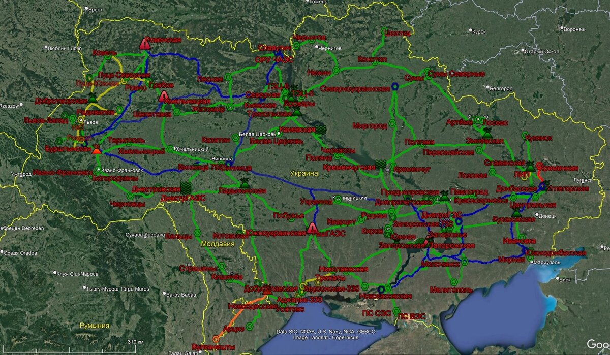 Энергосистема украины карта