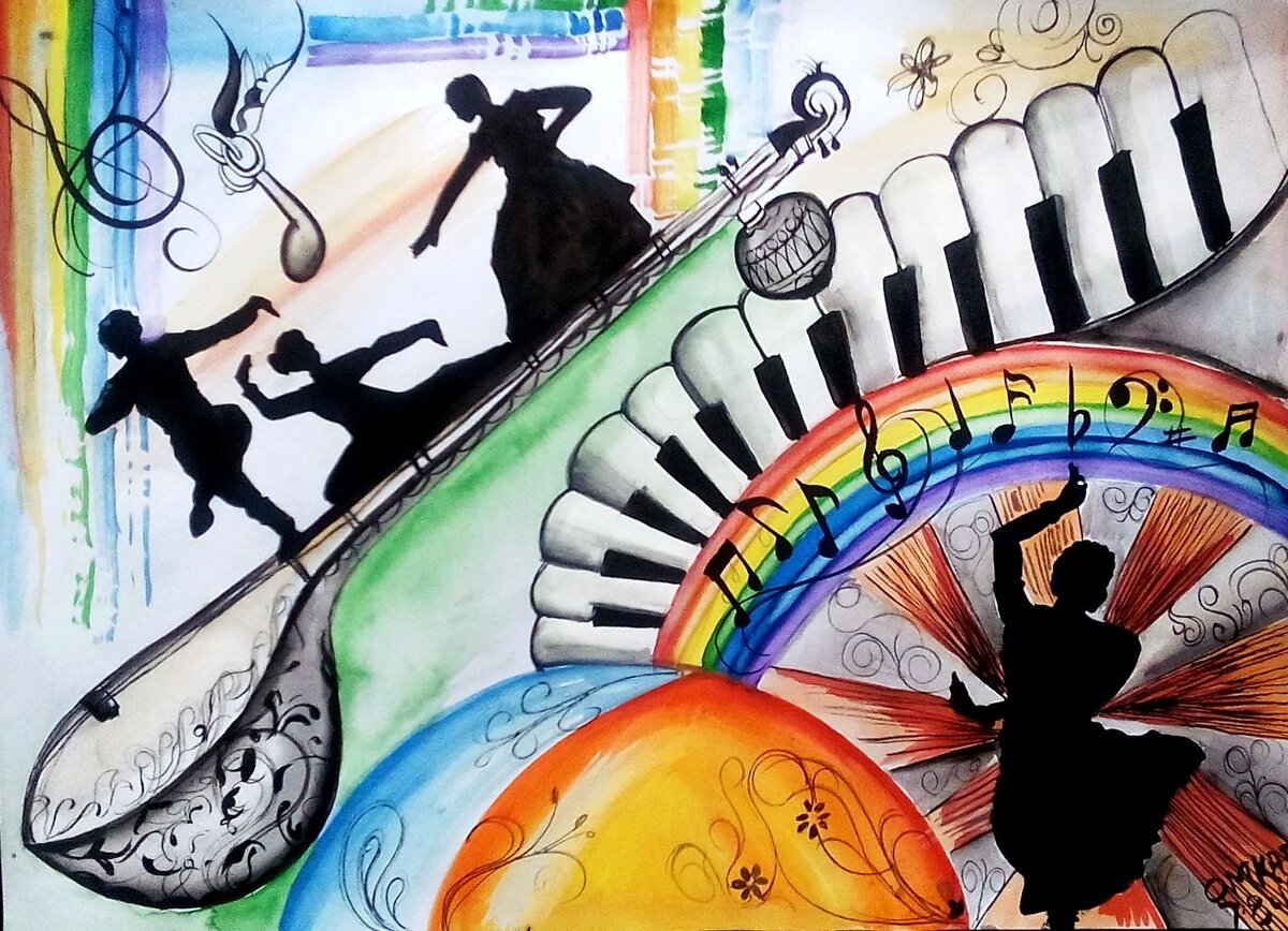 музыкальный пейзаж. воображение абстракция. фантазия в изобразительном искусстве. открытка музыканту. мир музыкального искусства.