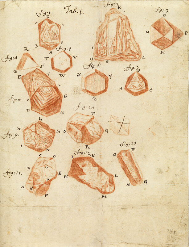 Микроскопическое изображение частиц песка. Рисунок Левенгука (1703)