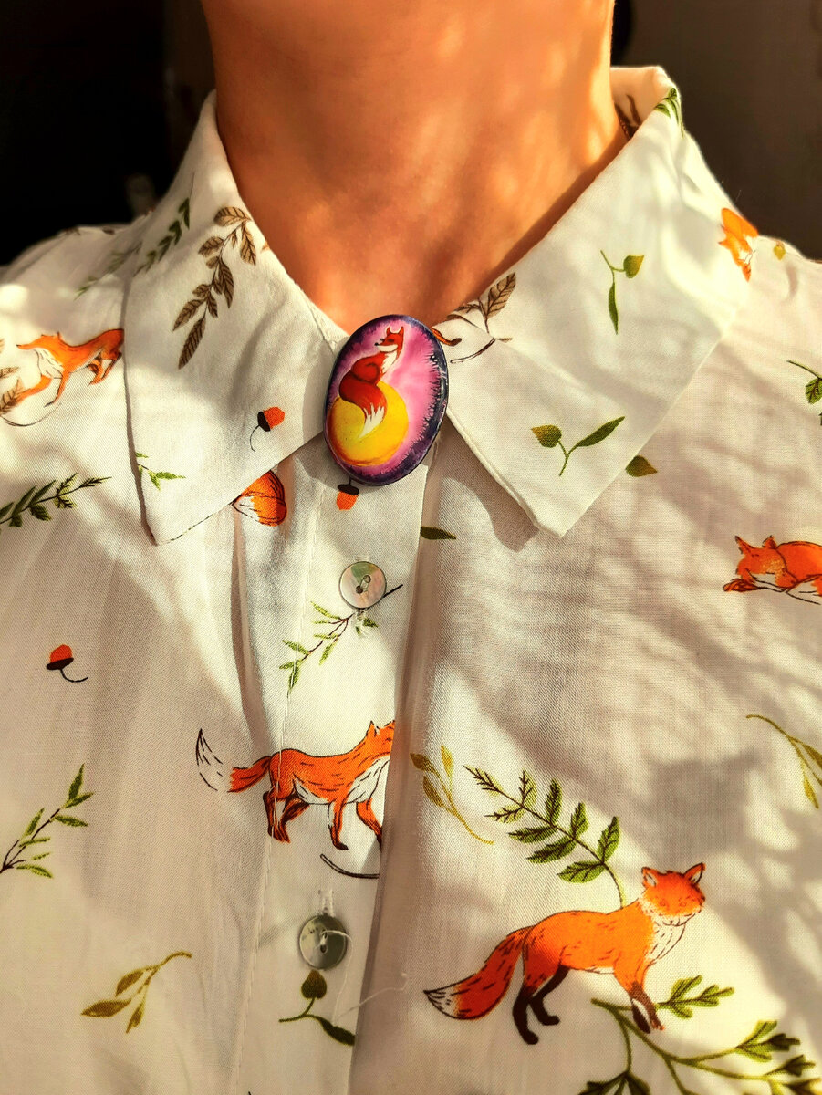 Брошь "Лис", изготовленная в технике Финифть. Автор, дизайнер и мастер Мошкорина В.Р. - ViaMo7