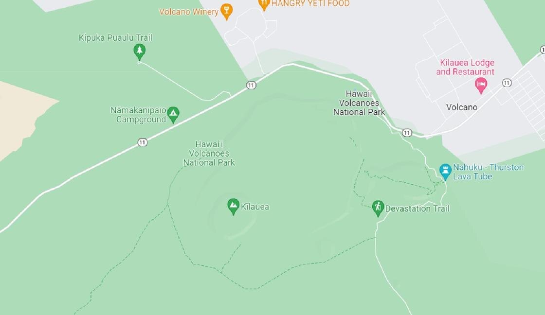    Расположение вулкана Килауэа:Google Maps