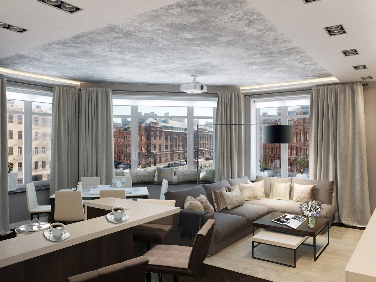 Гостиная с панорамными окнами