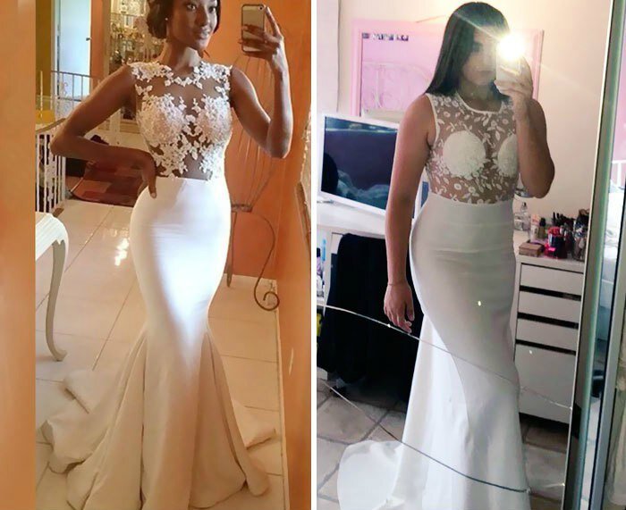 Судя по пришедшим платьям, свадебные наряды определенно стоит приобретать оффлайн!