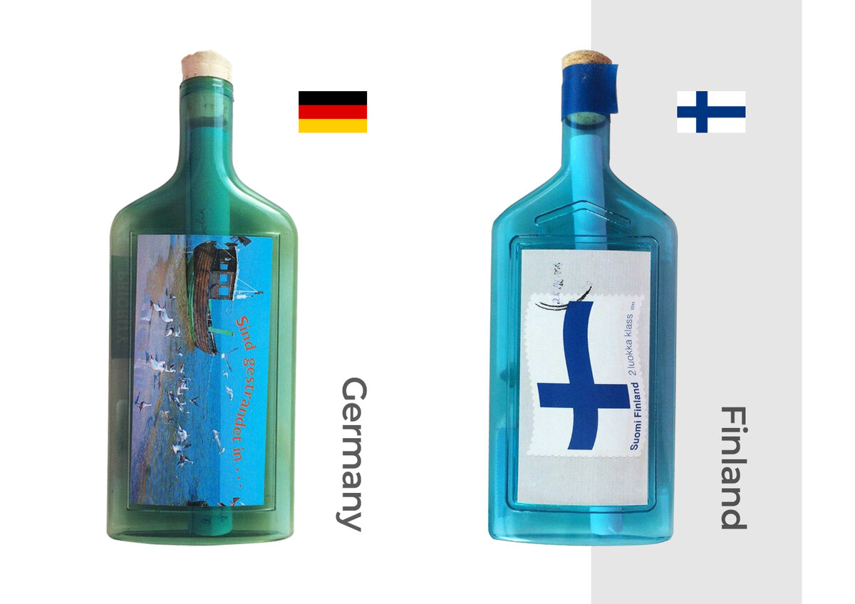 На фото бутылки, отправленные мне из Германии и Финляндии.