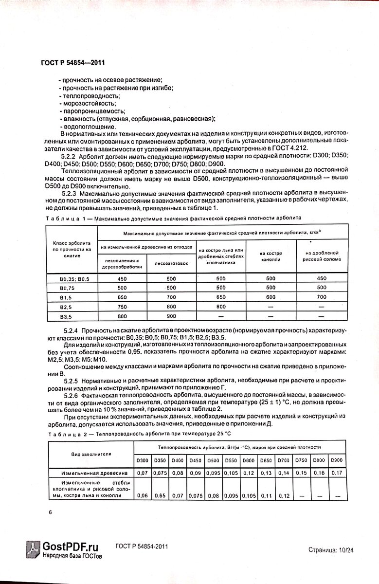 ГОСТ 54854-2011 Таблица 1 и2
