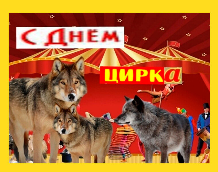 Волк поздравляет с днем цирка.