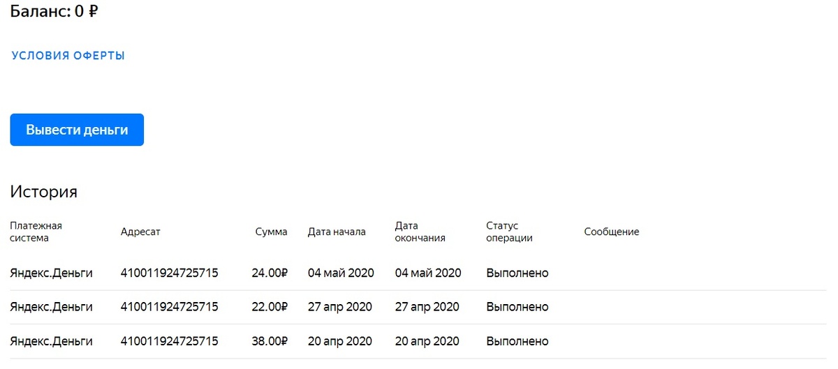 Выведенные деньги.