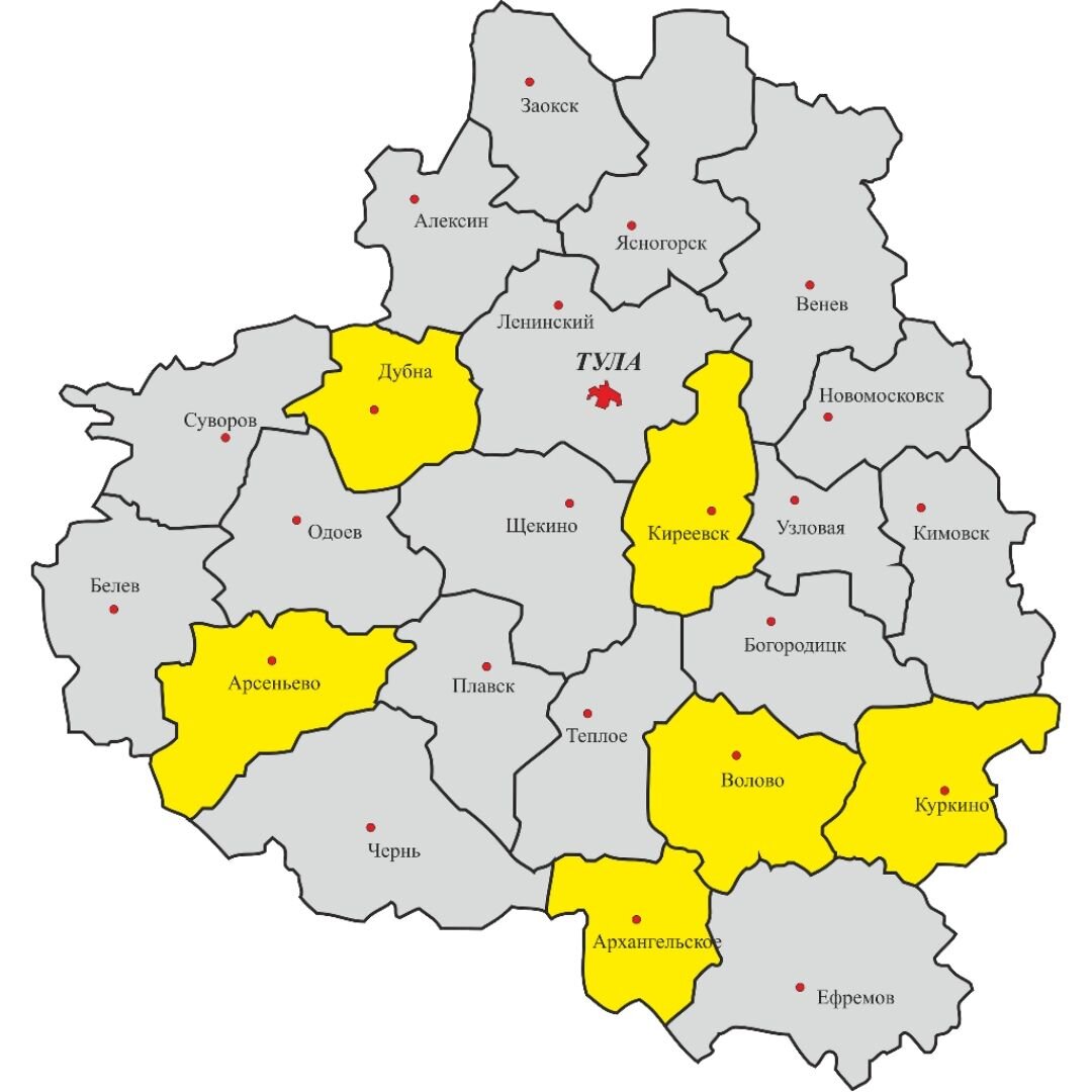 Карта тулы по районам города