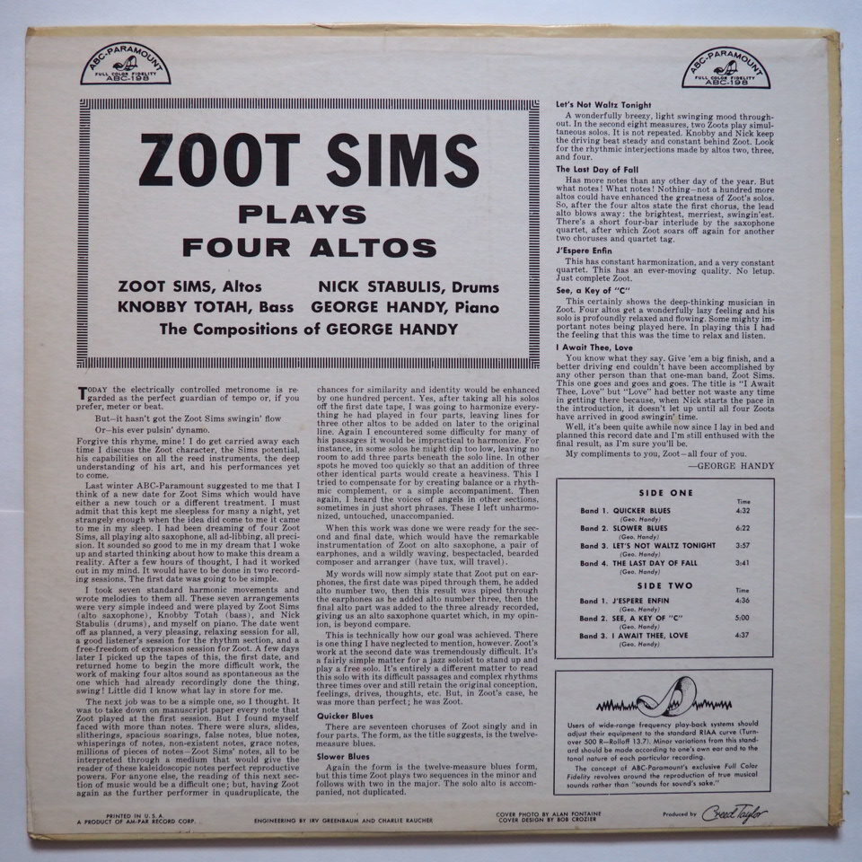  Zoot Sims - Plays 4 Altos (ABC-Paramount, 1957)