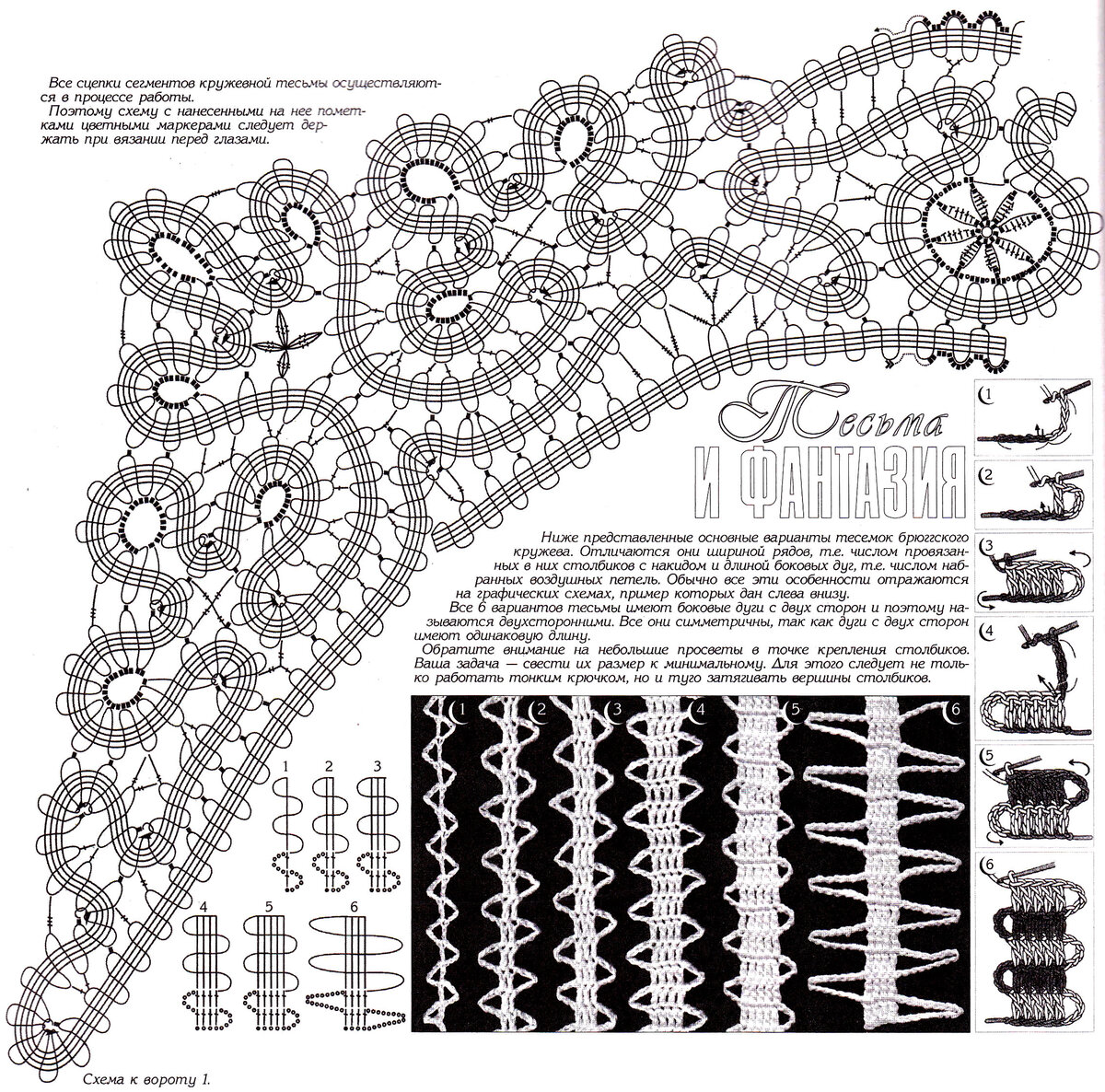 Брюггское кружево крючком схемы и модели