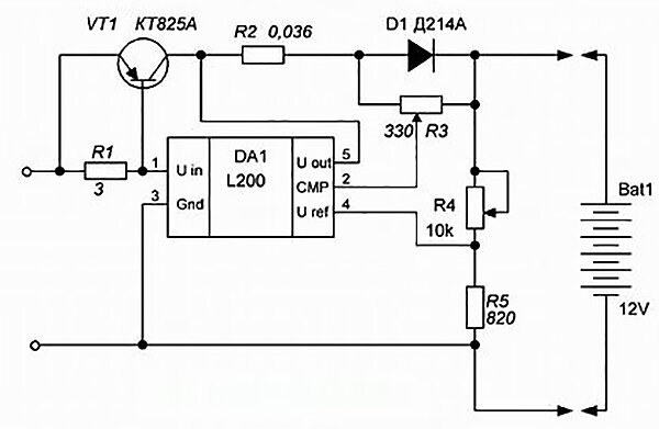 Схема зарядного устройства для автомобильного аккумулятора