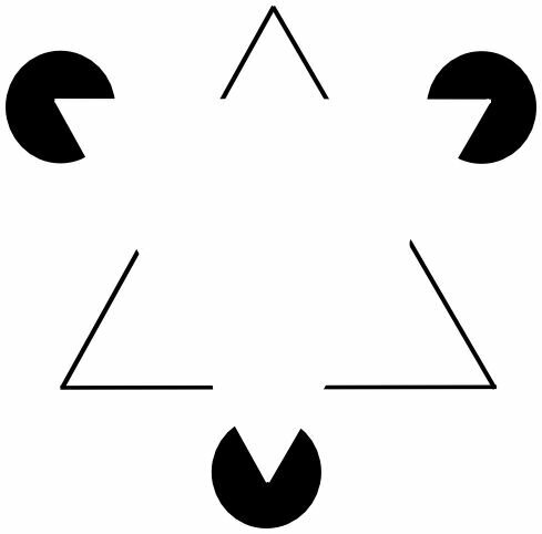 (Если вы долго будете смотреть на круги, вам покажется, что вы видите контуры белого треугольника)