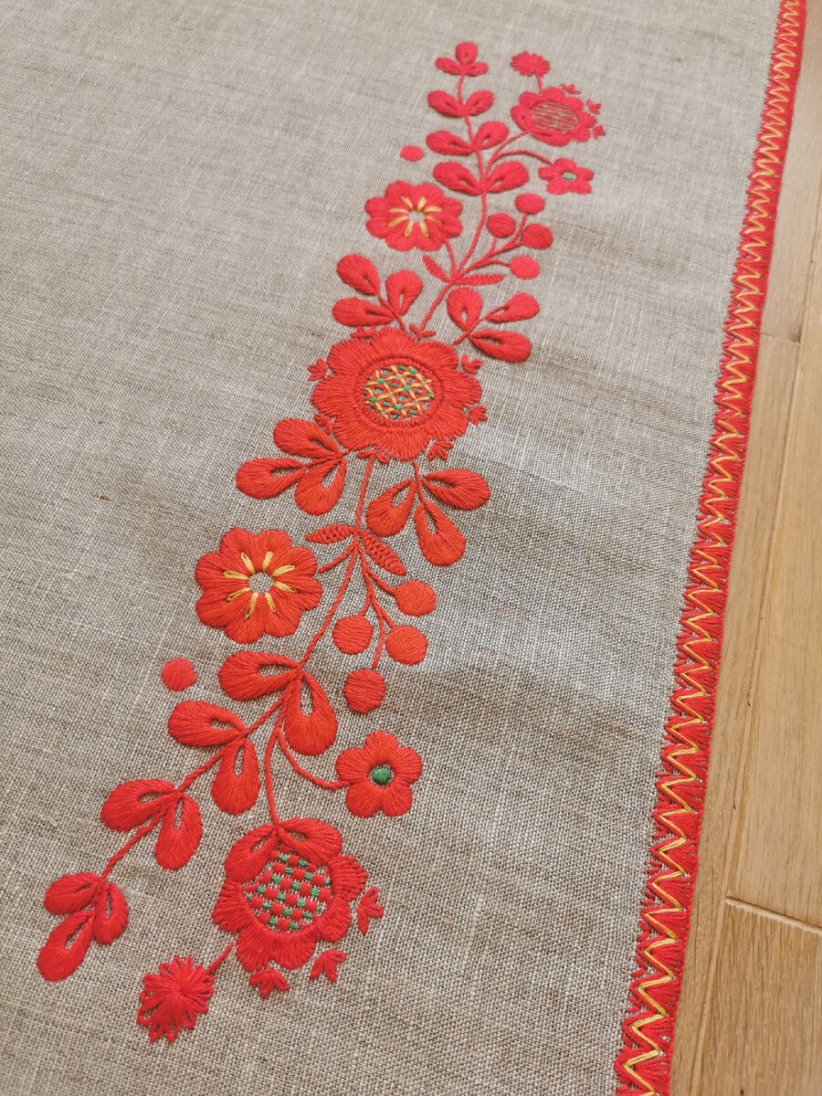 Подол передника с отделочной каймой