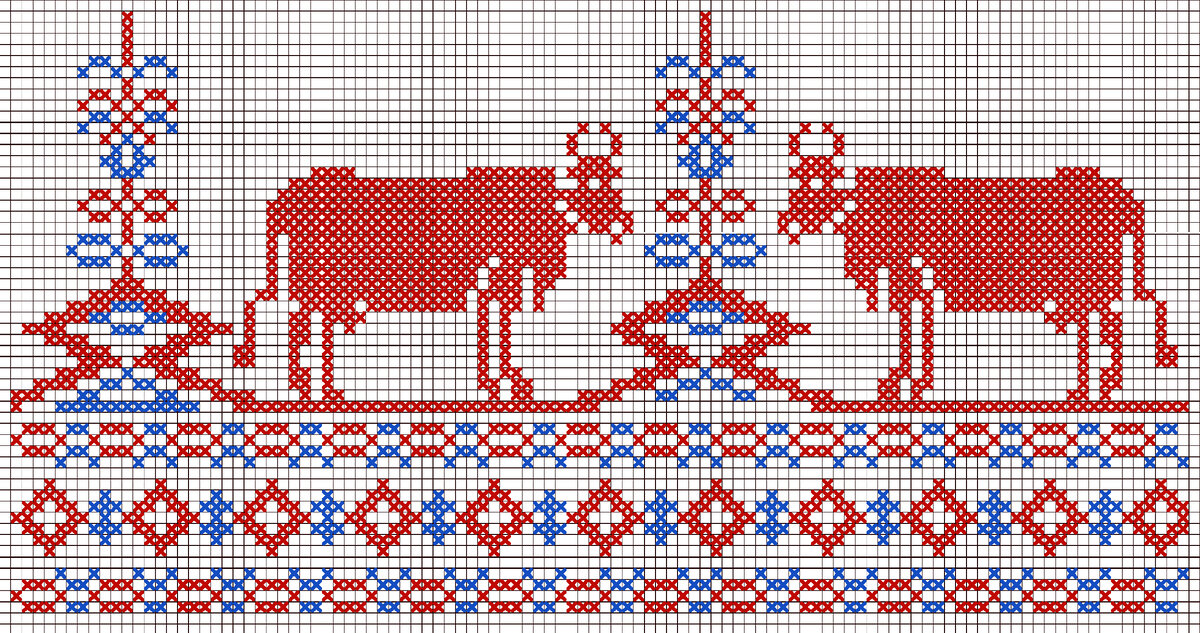схема вышивки коровы