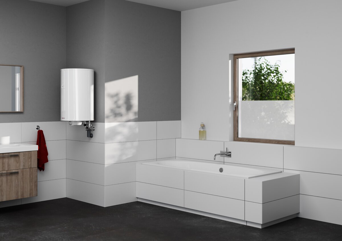 При установке электрического водонагревателя обратите внимание на зоны ванной комнаты. Водонагреватель не должен быть установлен непосредственно над ванной или душевой.