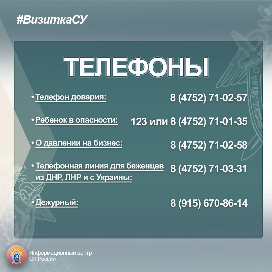 Следственное управление СК России по Тамбовской области в проекте  #визиткасу | Информационный центр СК России | Дзен