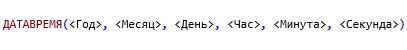 Листинг 1: Синтаксис функции ДАТАВРЕМЯ()