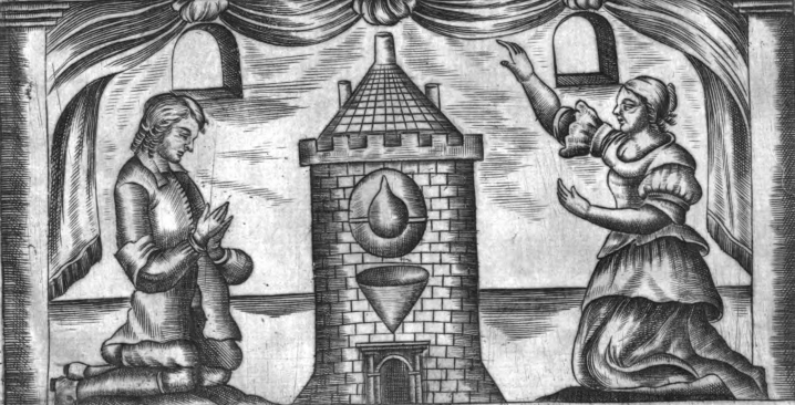 Фрагмент иллюстрации из трактата "Немая книга" ("Mutus liber", 1677).