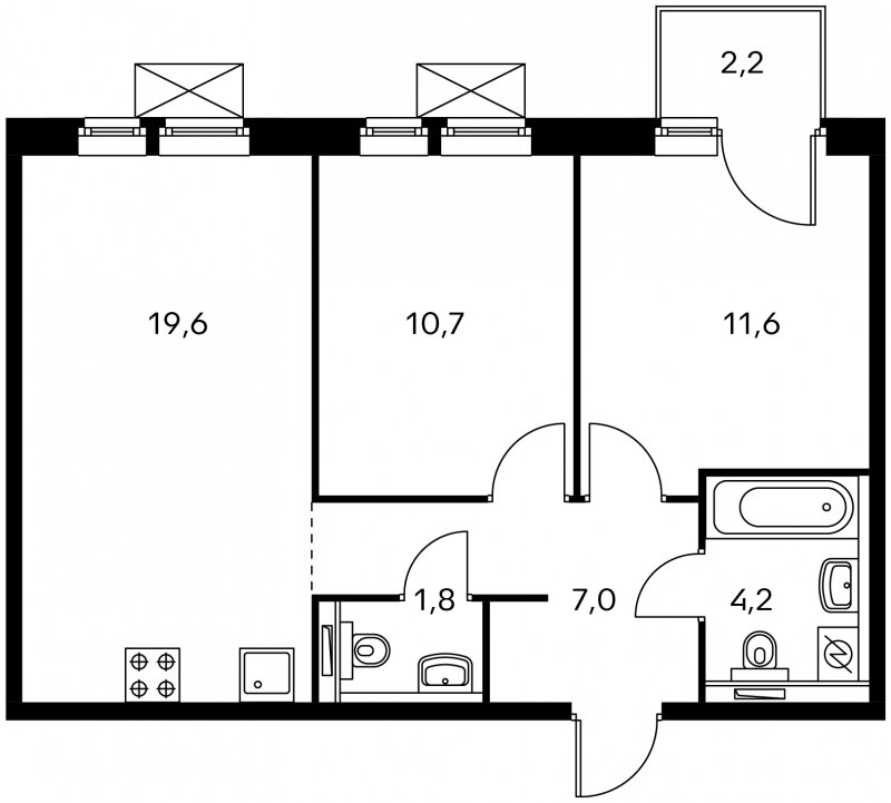 56 кв. м.  стоимость 9-10 млн руб.