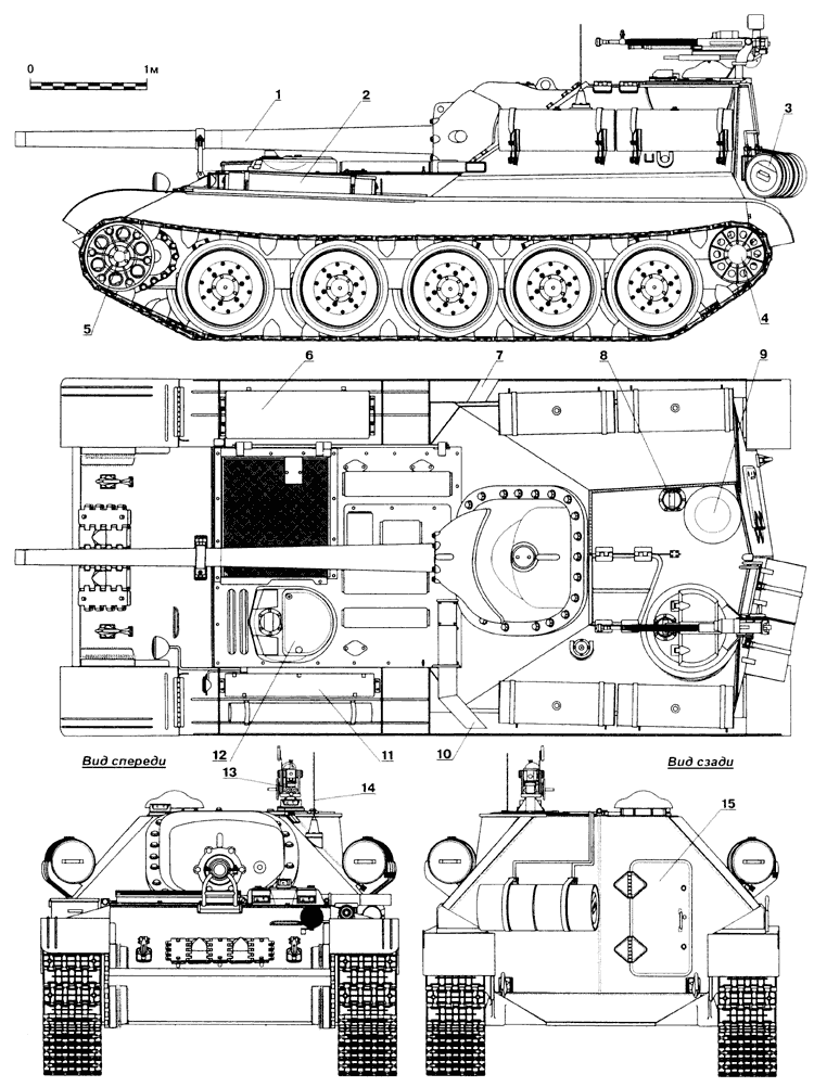 Чертеж танка су 100 с размерами