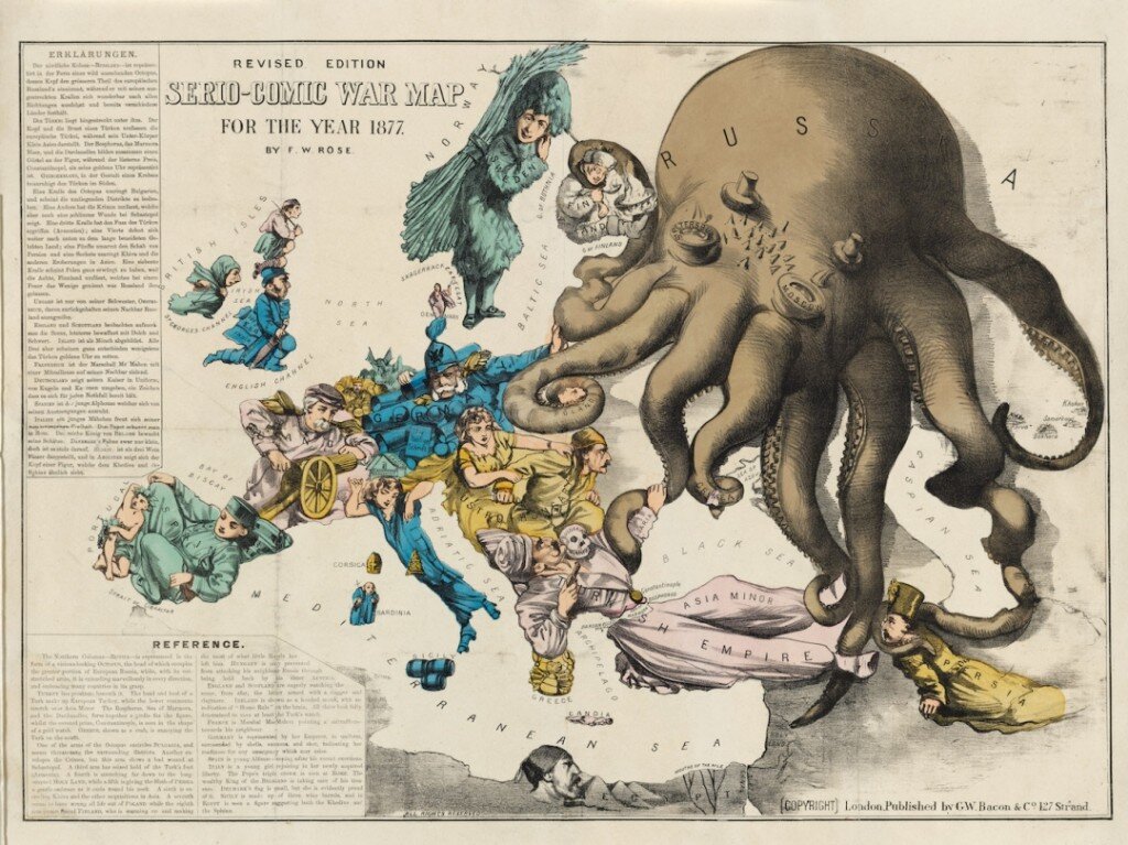 Это европейская карикатура на Россию более поздняя, 1877 года, но суть та же