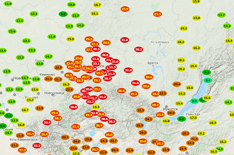Максимальная температура воздуха за сутки 25.04.2020