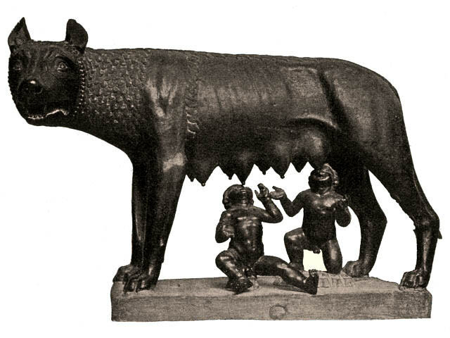 Капитолийская волчица с Ромулом и Ремом.