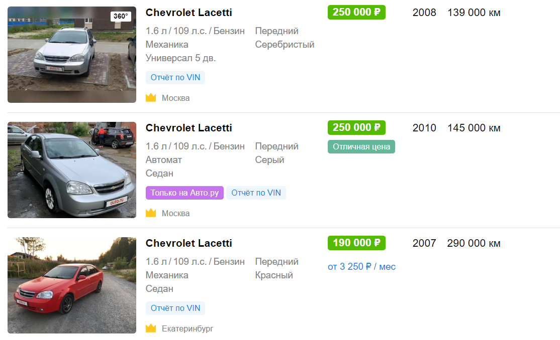 Chevrolet Lacetti ( с сайта auto.ru)