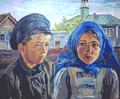 Д.Бурлюк. Мальчик и девочка. 1917 г.