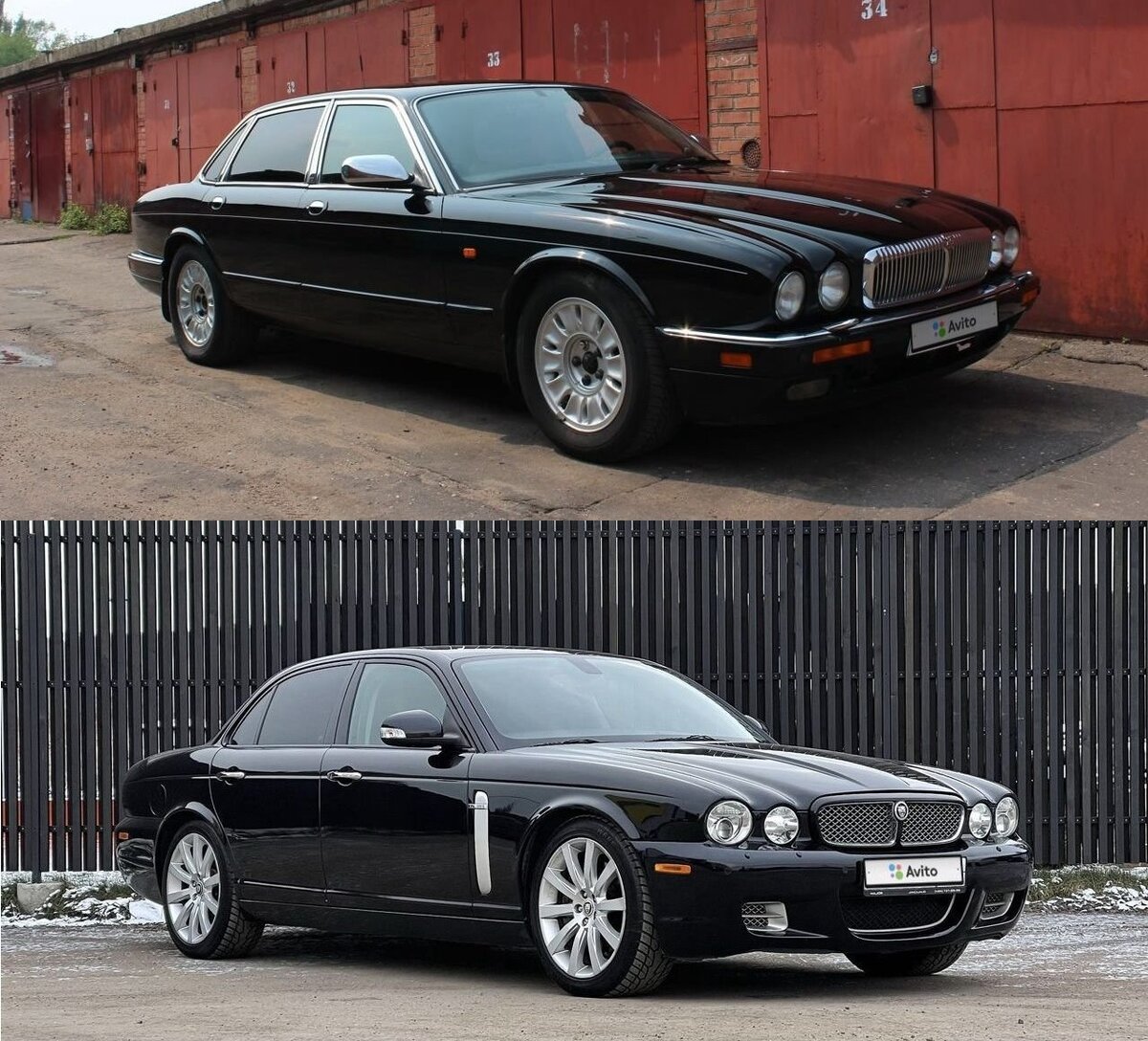 Jaguar XJ: сверху X300, снизу X350 (коллаж на основе иллюстраций с сайта  avito.ru)