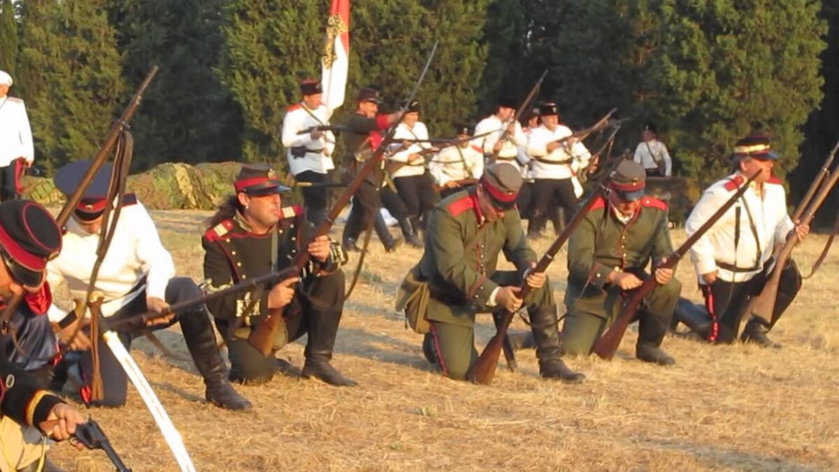 Солдаты времен русско-турецкой войны 1877-1878 годов (реконструкция)