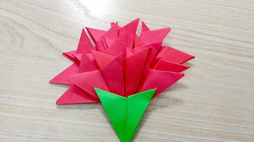 Цветок гвоздики из бумаги (оригами) и из салфеток