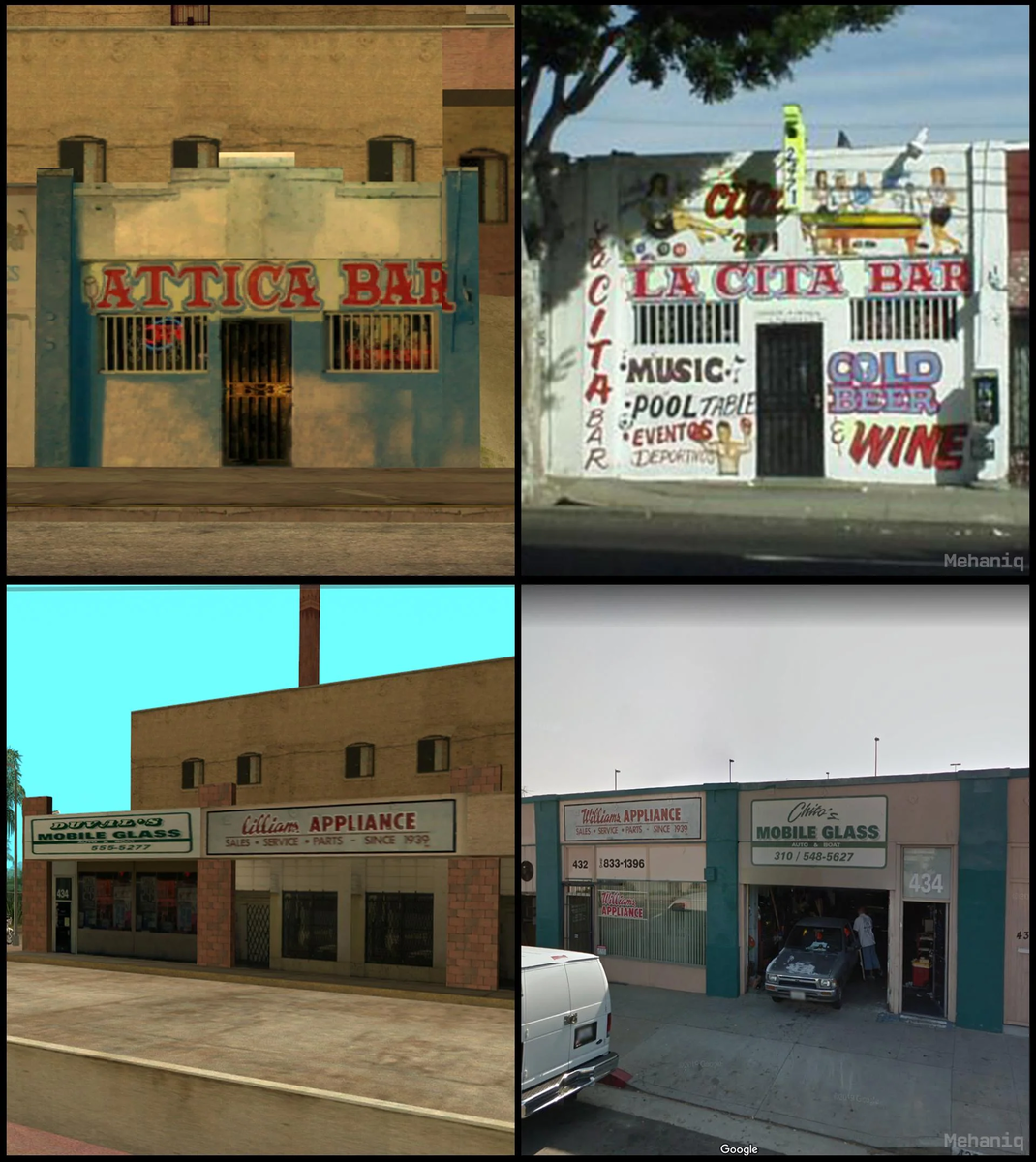 Attica Bar, Lillian's Appliance, Chito's Mobile Glass