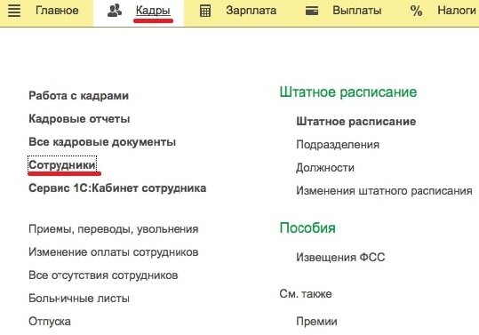 Рисунок 1 - Справочник Сотрудники