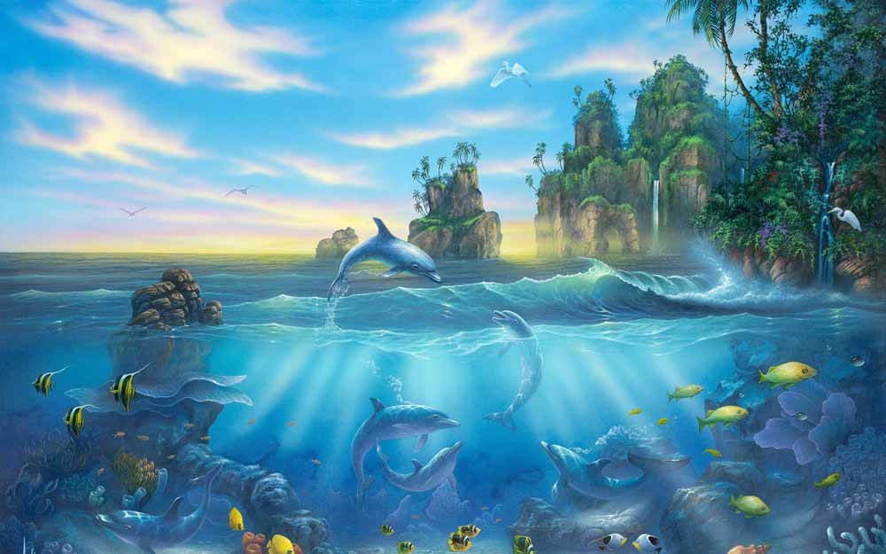 Художник : Дэвид Миллер (David Miller).. Подводный мир Дэвид Миллер. Сказочное море. Подводные пейзажи. 7 вода и мир