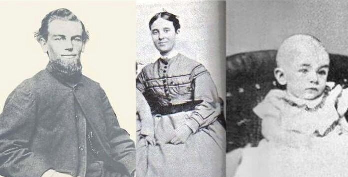 37 летний капитан корабля Бенджамин Бригс со своей супругой Сарой и 2х годовалой дочерью, Софией. 