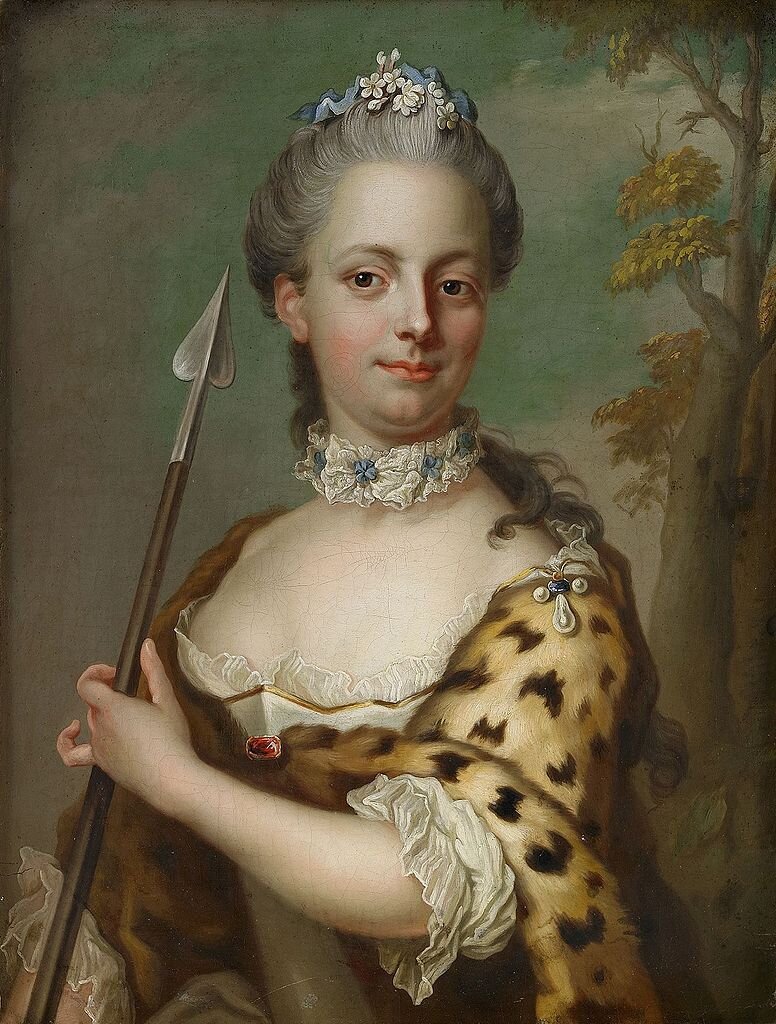 Якоб Бьорк с оригинала Г. Лундберга. Portrait of Charlotte Du Rietz af Hedensberg as Diana. около 1750-1799