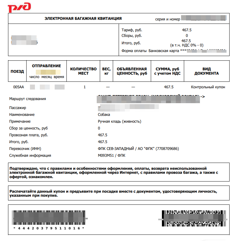 так выглядел мой билет в купе