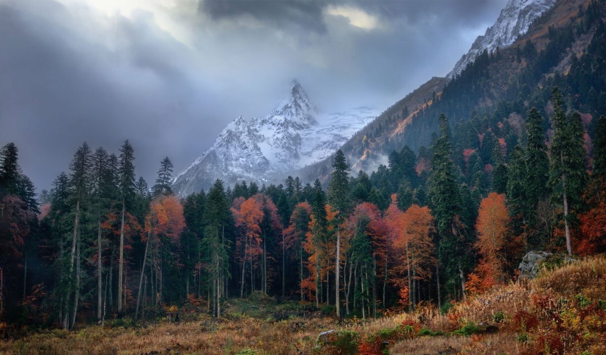 горы кавказа осень