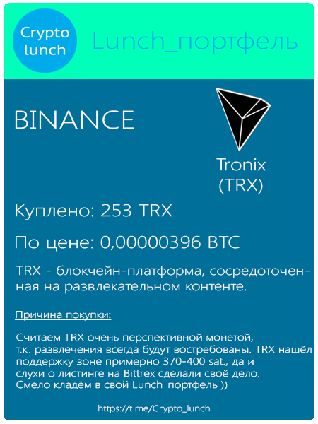 Наша инвестиция в TRX