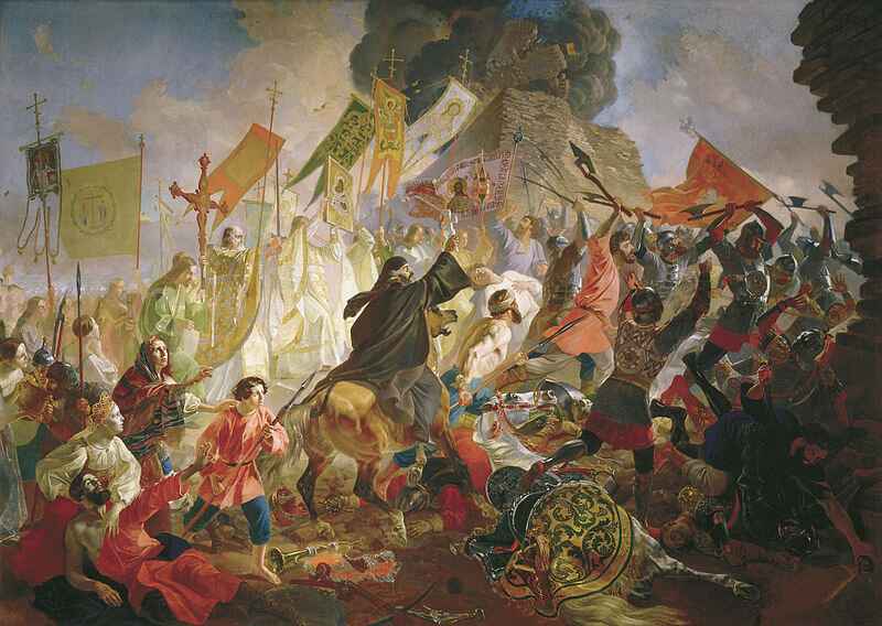 Брюллов. Осада Пскова королём Стефаном Баторием в 1581 году, 1843.