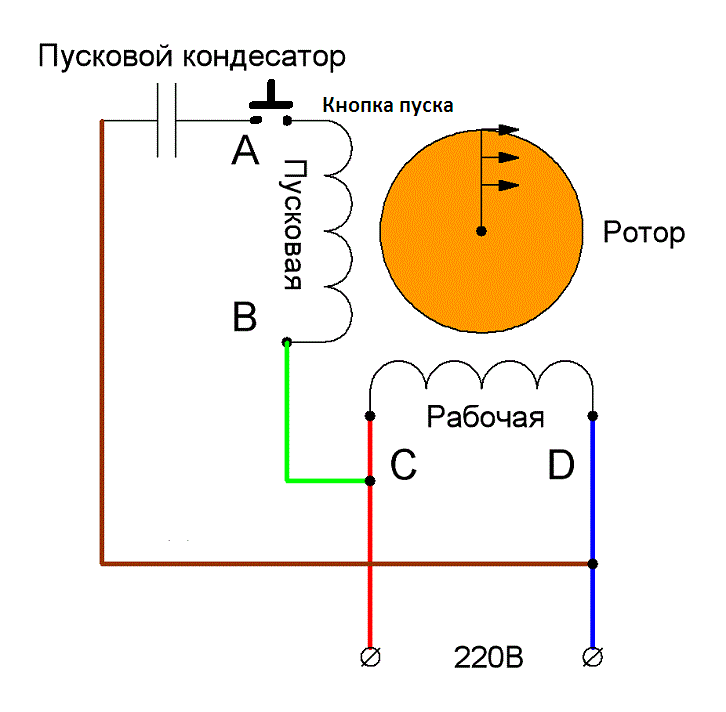 Схема подключения электродвигателя