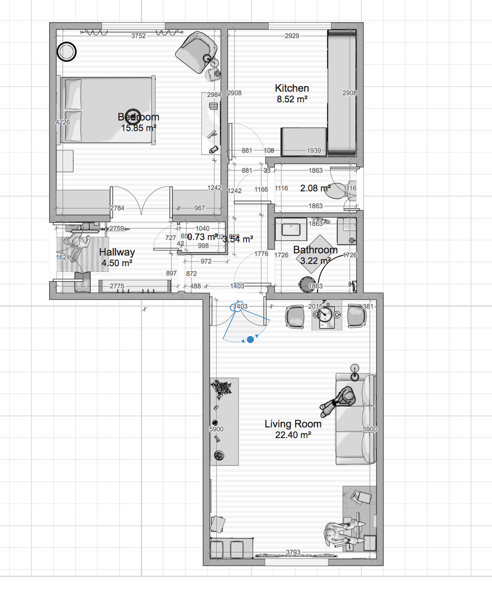 План квартиры с расстановкой мебели.