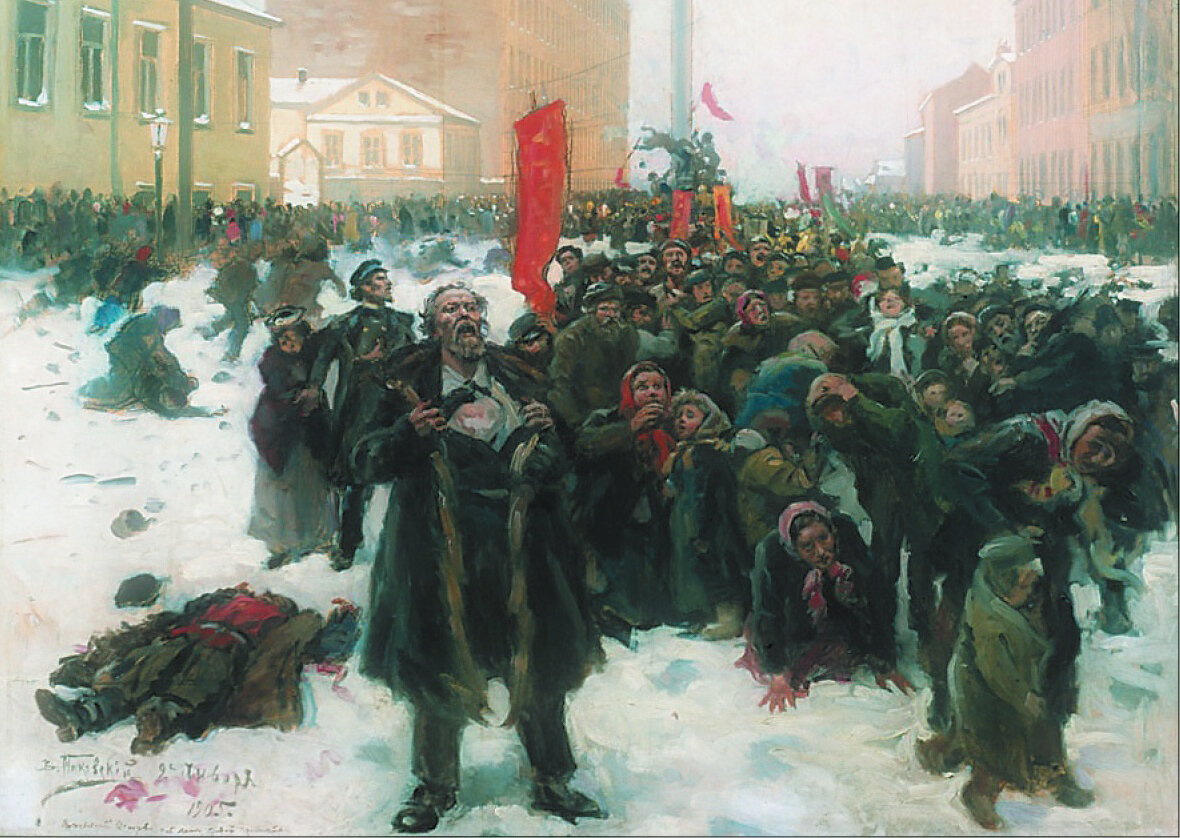 Владимир Маковский. Кровавое воскресенье. Расстрел Николаем II мирной демонстрации. 1905