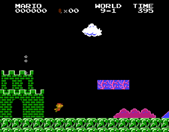Самый первый секретный мир в игре - 9-1. Кадры из игры Super Mario Bros.