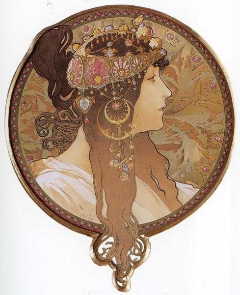 Альфонс Муха. Голова византийки. 1897 г.