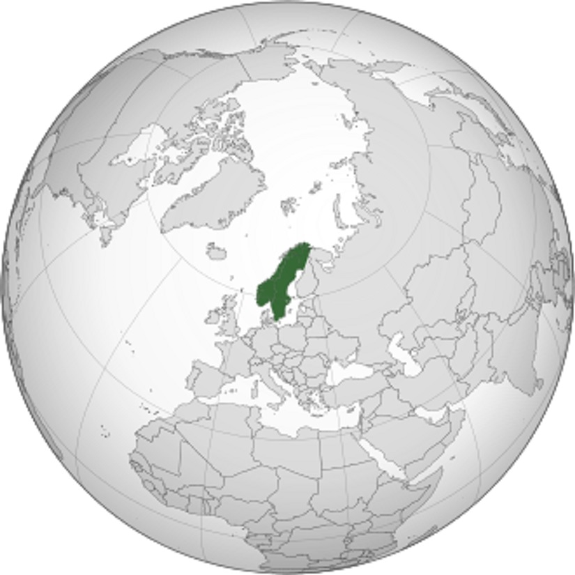 Скандинавский полуостров на карте мира